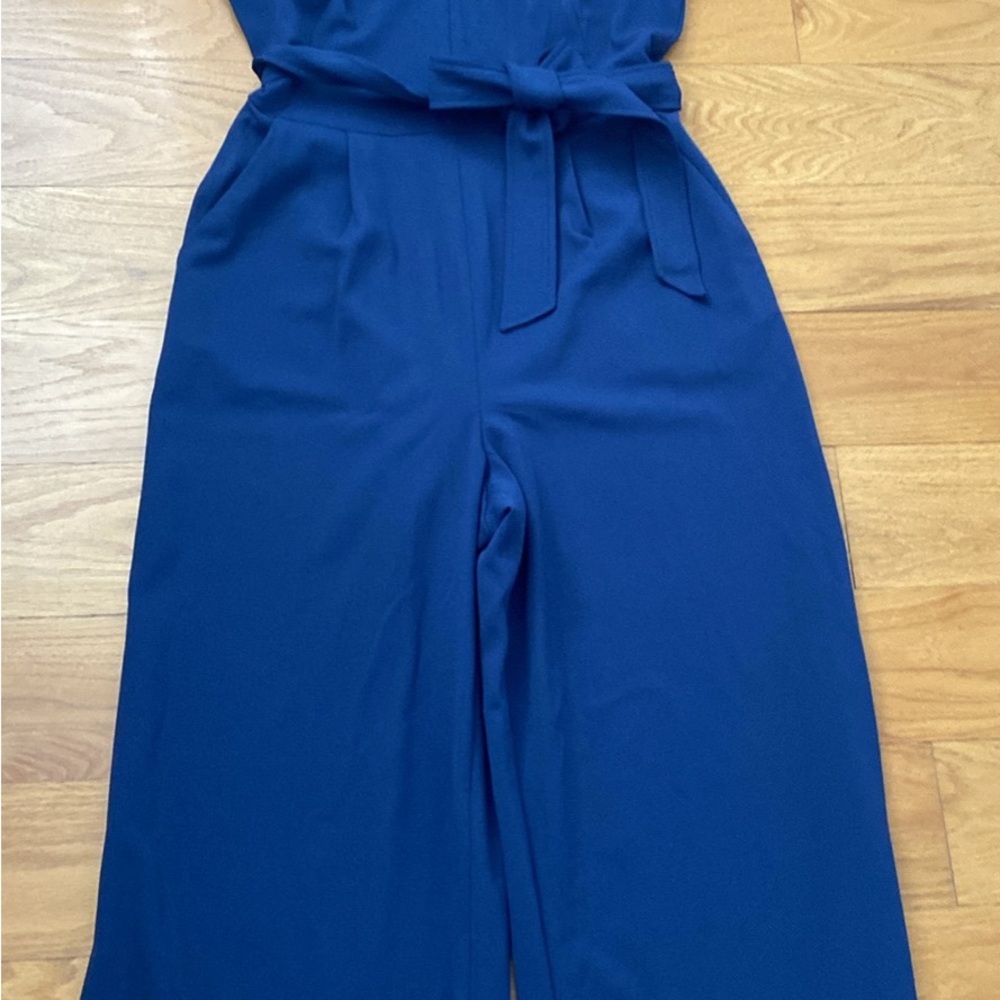 Calvin Klein Royal Blue Sleeveless Jumpsuit with Tie Waist